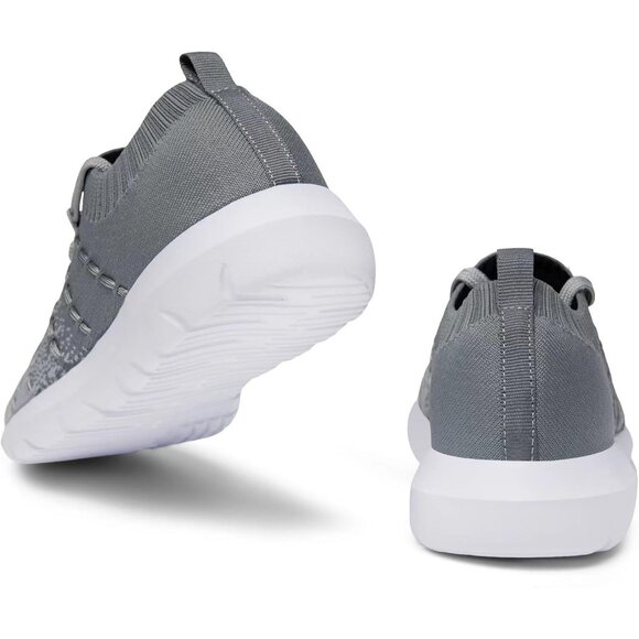 Women's Grey Running Breathable Knitting flexible Mesh Sports Shoes Sneakers - Picture 3 of 6